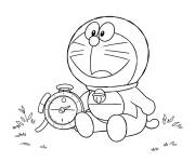 Coloriage Doraemon avec le montre