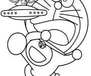 Coloriage Doraemon avec un extraterrestre mignon