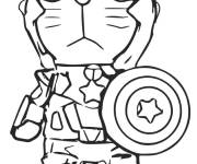 Coloriage Doraemon comme Captain America