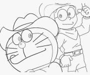 Coloriage Doraemon comme cowboy