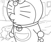 Coloriage Doraemon curieux