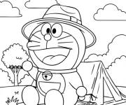 Coloriage Doraemon devant sa tente
