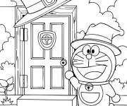 Coloriage Doraemon devant une porte magique