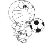 Coloriage Doraemon dribble le ballon