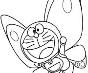 Coloriage Doraemon en papillon