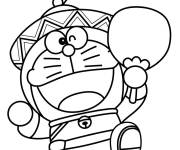 Coloriage Doraemon en tenu folklorique chinois