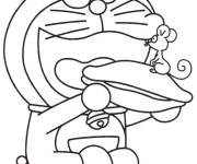 Coloriage et dessins gratuit Doraemon et la souris à imprimer