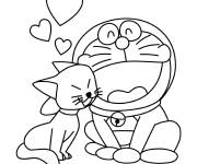Coloriage Doraemon et Mimi