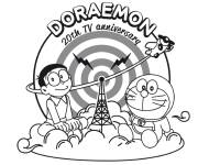Coloriage Doraemon et Nobita