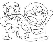 Coloriage Doraemon et Nobita de dessin anim&eacute;