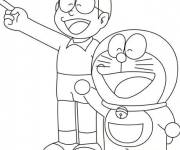 Coloriage Doraemon et Nobita en vecteur