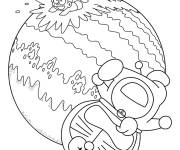 Coloriage Doraemon et Nobita tout dr&ocirc;le