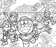 Coloriage Doraemon et ses meilleurs amis sur l'&Icirc;le des Miracles