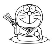 Coloriage Doraemon portant un kimono