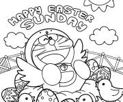 Coloriage Doraemon pour P&acirc;ques