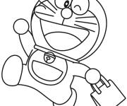 Coloriage Doraemon qui aime le shopping