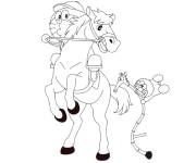 Coloriage Doraemon s'amuse avec le cheval