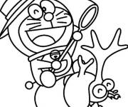 Coloriage Doraemon s'amuse avec le scarab&eacute;e