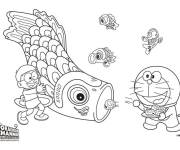 Coloriage et dessins gratuit Doraemon se pr&eacute;pare pour le nouvel an chinois à imprimer