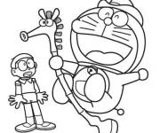 Coloriage Doraemon sur le cheval d'&eacute;quitation