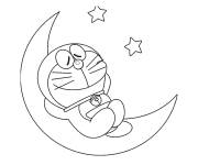 Coloriage Doraemon sur le croissant de lune