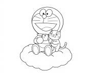 Coloriage Doraemon sur le nuage