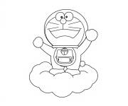 Coloriage Doraemon sur le petit nuage