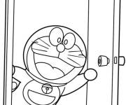 Coloriage Doraemon utilise la porte magique
