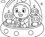 Coloriage Dorami dans un vaisseau spatial