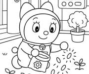 Coloriage Dorami plante des graines
