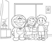 Coloriage La famille de Doraemon