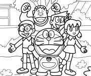 Coloriage Les amis de Doraemon en image