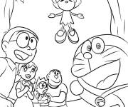 Coloriage Les aventures de Doraemon avec les autres personnages