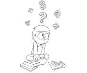 Coloriage Nobita fait ses devoirs