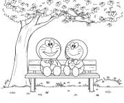 Coloriage Shizuka et Doraemon dans le parc