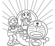 Coloriage Shizuka Minamoto, Nobita et Doraemon