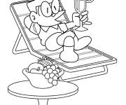 Coloriage Suneo se soulage sur la plage