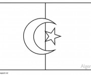 Coloriage Drapeau Algérie dessin gratuit à imprimer