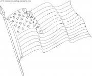 Coloriage Drapeau Am&eacute;ricain avec 51 &eacute;toiles