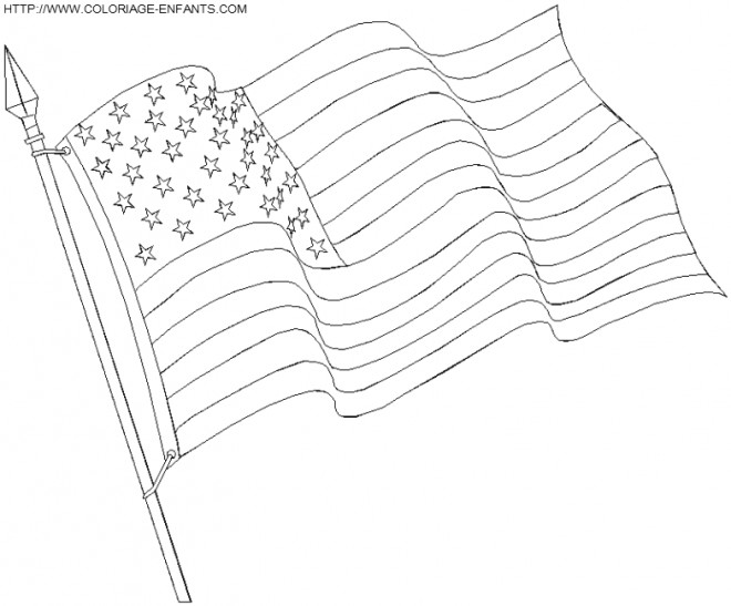 Coloriage et dessins gratuits Drapeau Américain avec 51 étoiles à imprimer