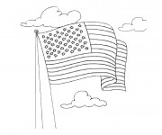 Coloriage Drapeau &Eacute;tats Unis dans le ciel