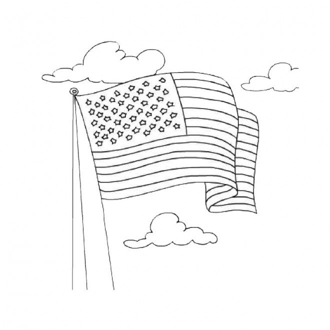 Coloriage et dessins gratuits Drapeau États Unis dans le ciel à imprimer