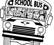 Coloriage Autobus scolaire plein de joie