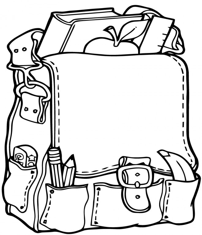 Coloriage Cartable Ecole A Decouper