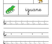 Coloriage Alphab&egrave;te lettre I pour Iguane &eacute;criture cursive gs