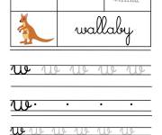 Coloriage Apprendre la lettre W pour Wallaby gs