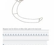 Coloriage Colorie et &eacute;cris la lettre C &eacute;criture cursive gs