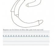 Coloriage Colorie et &eacute;cris la lettre E &eacute;criture cursive