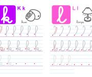Coloriage Ecriture cursive K et L