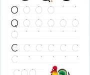 Coloriage Ecriture cursive lettres pour Coq